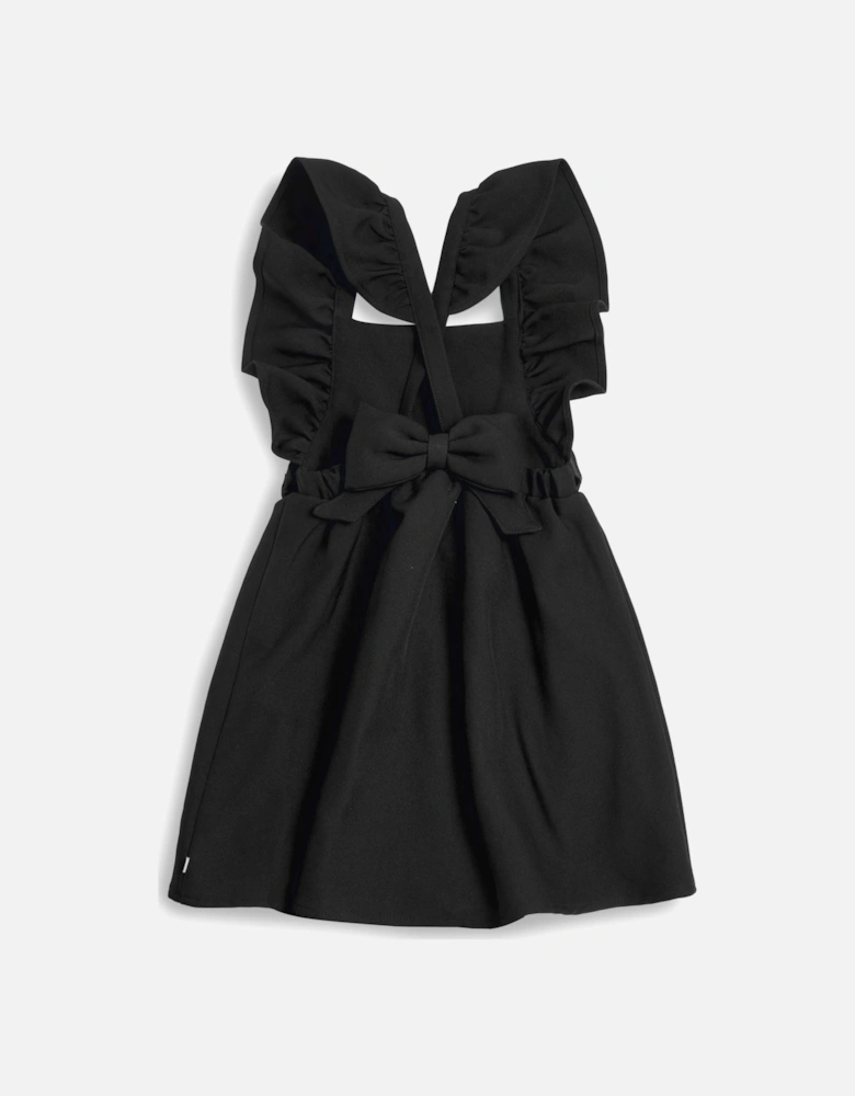 Girls Black Bow Pinafore Dress