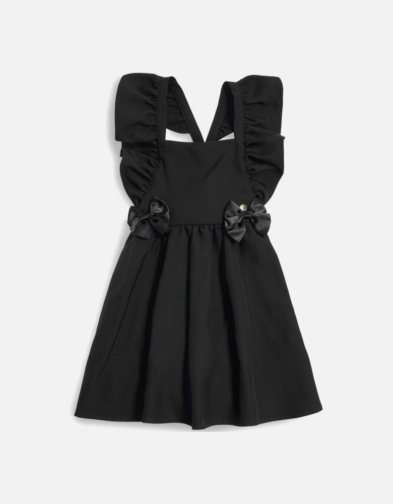 Girls Black Bow Pinafore Dress