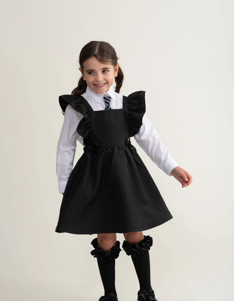 Girls Black Bow Pinafore Dress