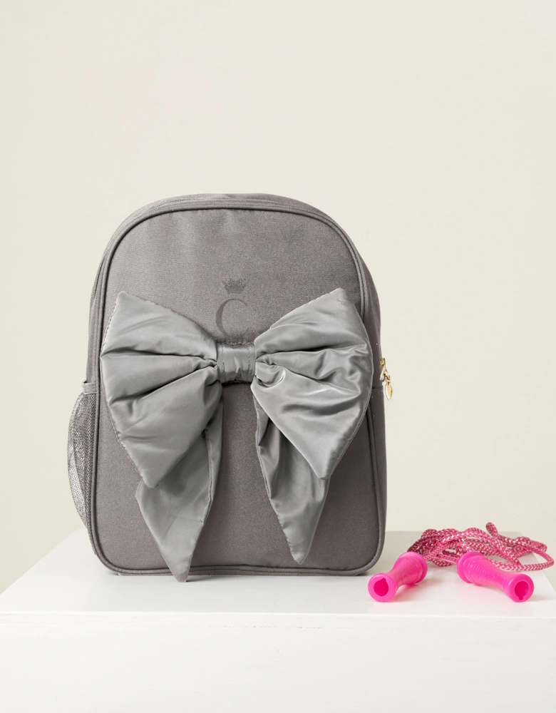 Girls Grey Bow Backpack