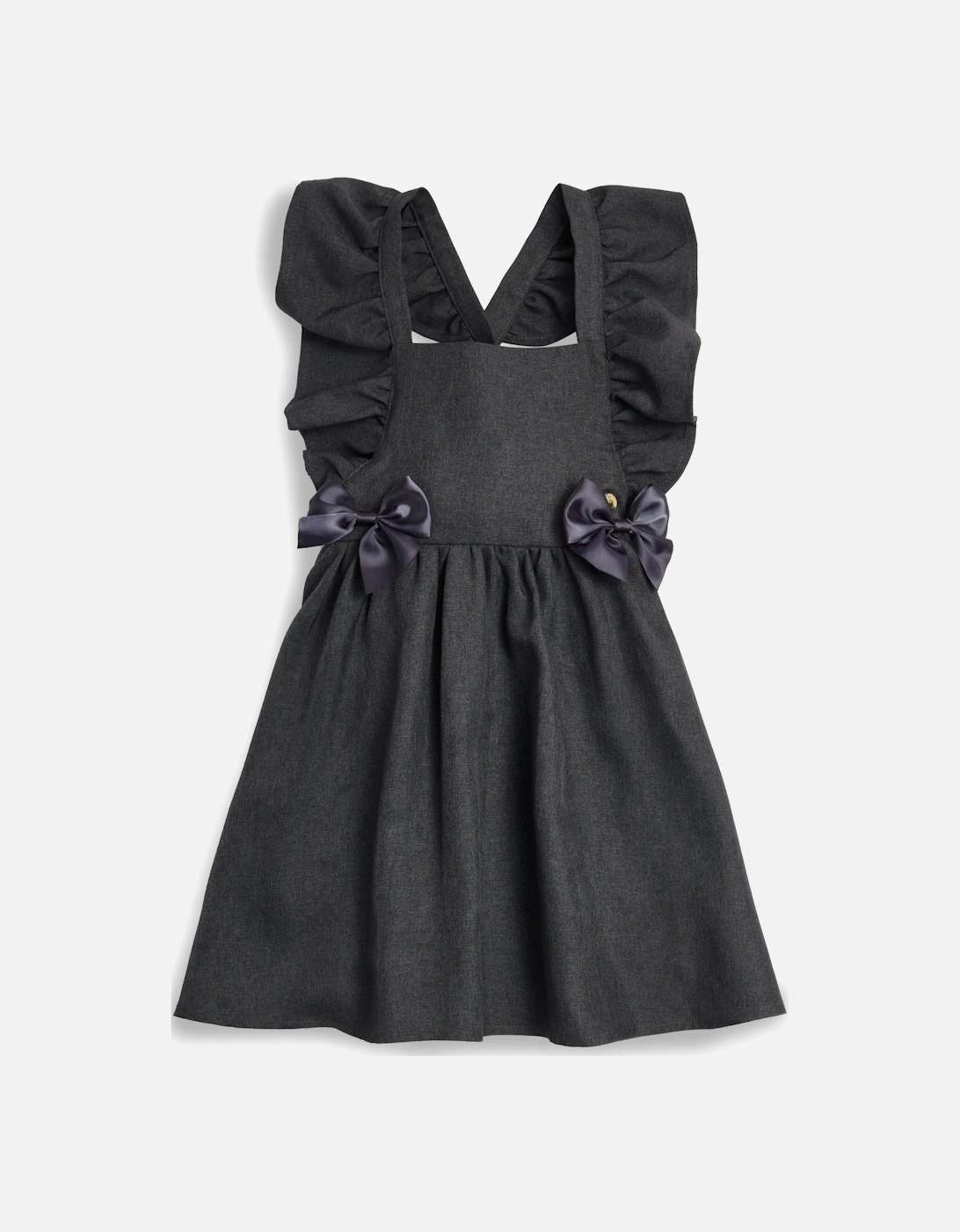 Girls Grey Bow Pinafore Dress