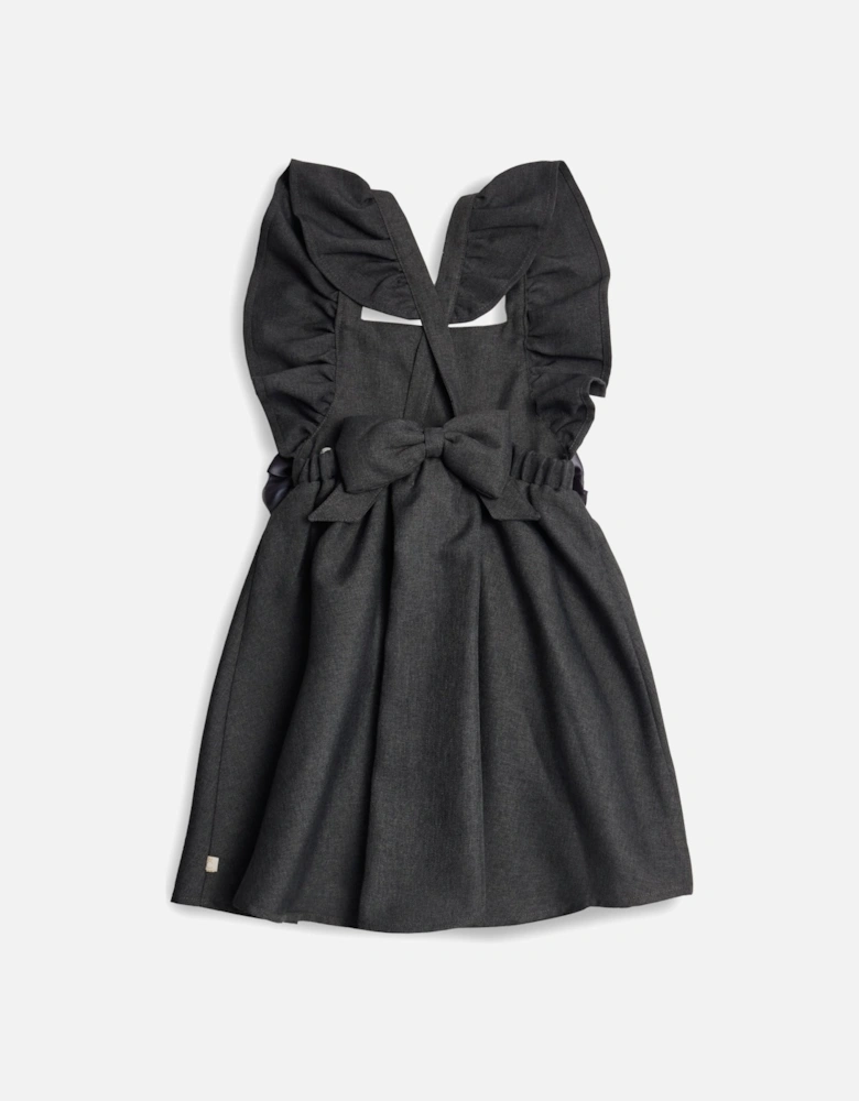 Girls Grey Bow Pinafore Dress