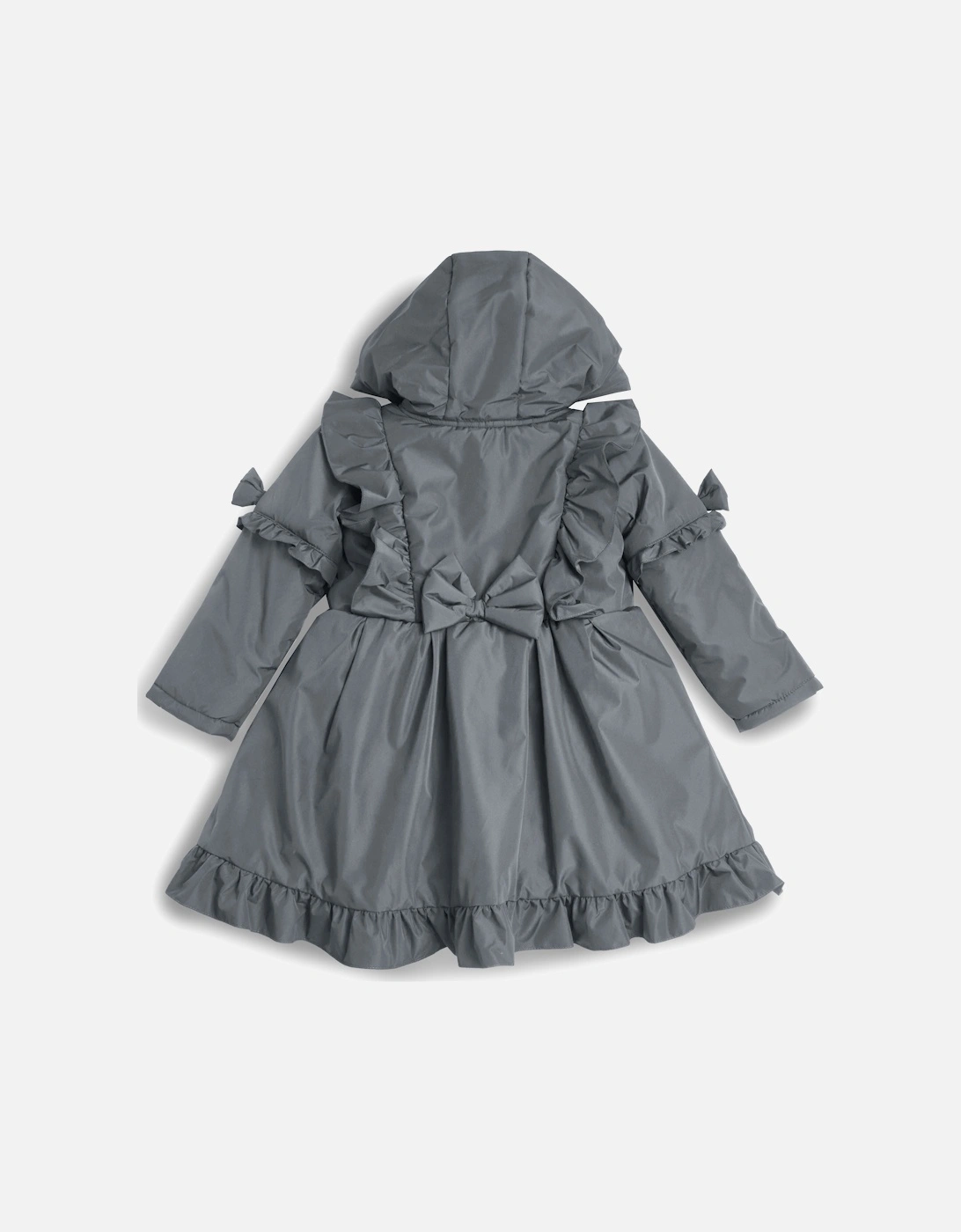 Girls Grey Padded Frill Coat