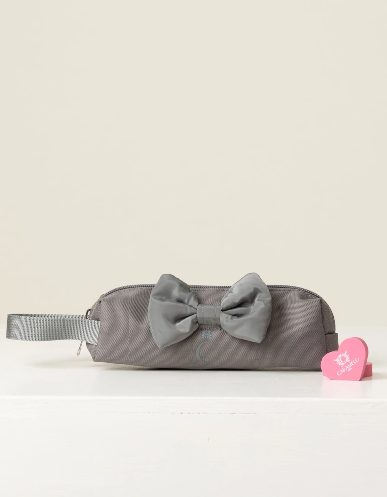 Girls Grey Bow Pencil Case
