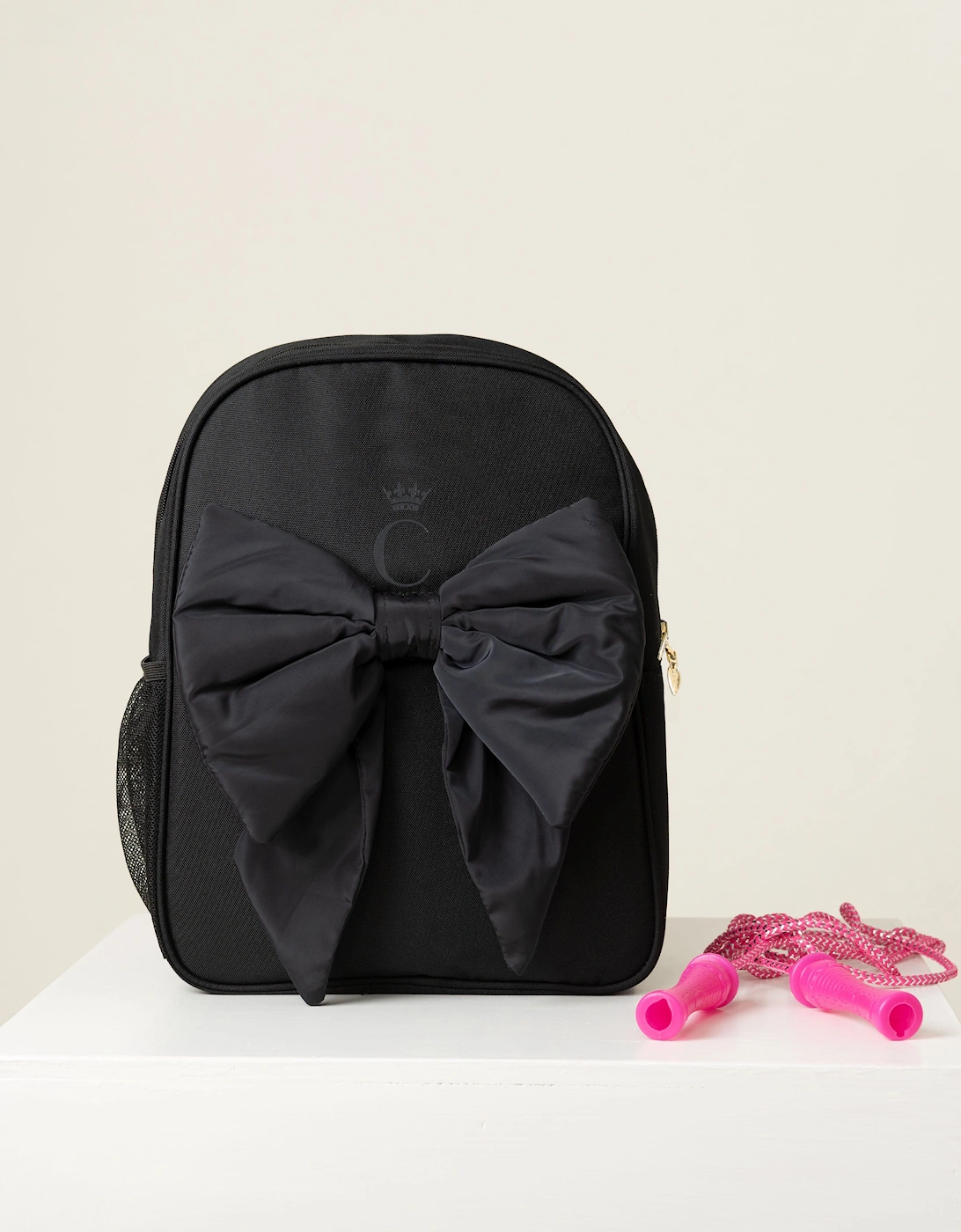 Girls Black Bow Backpack, 6 of 5