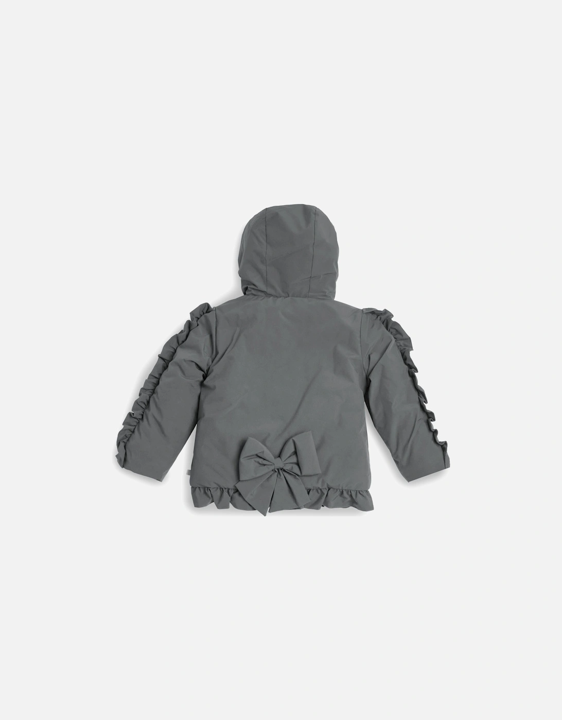 Girls Grey Padded Frill Bomber Coat