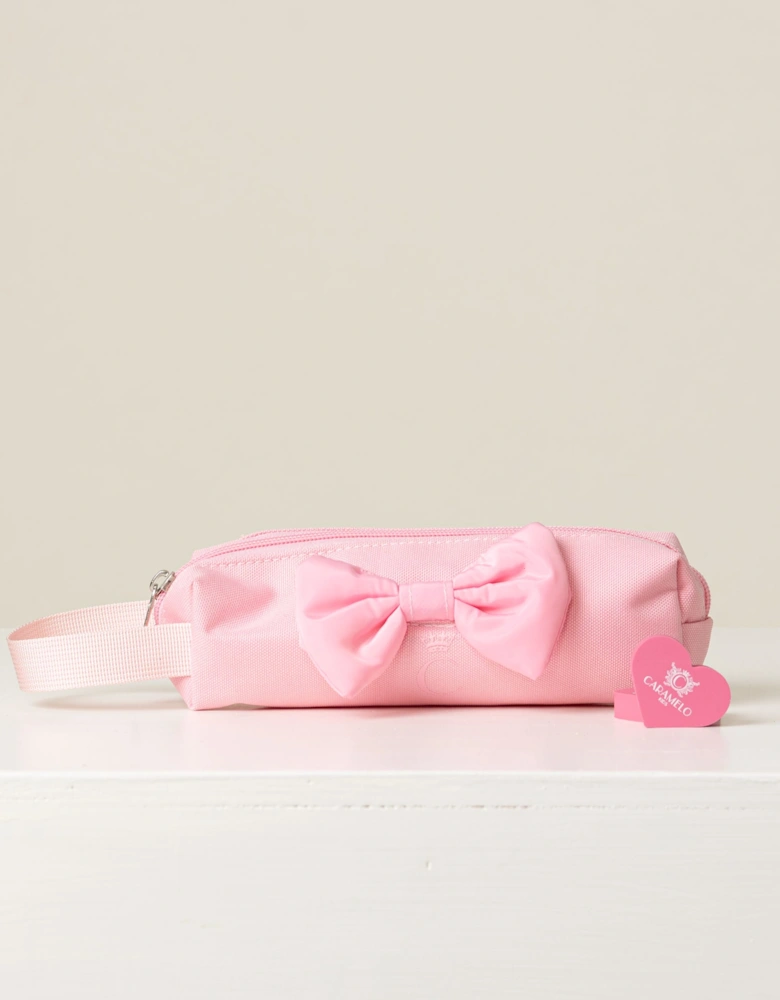 Girls Pink Bow Pencil Case
