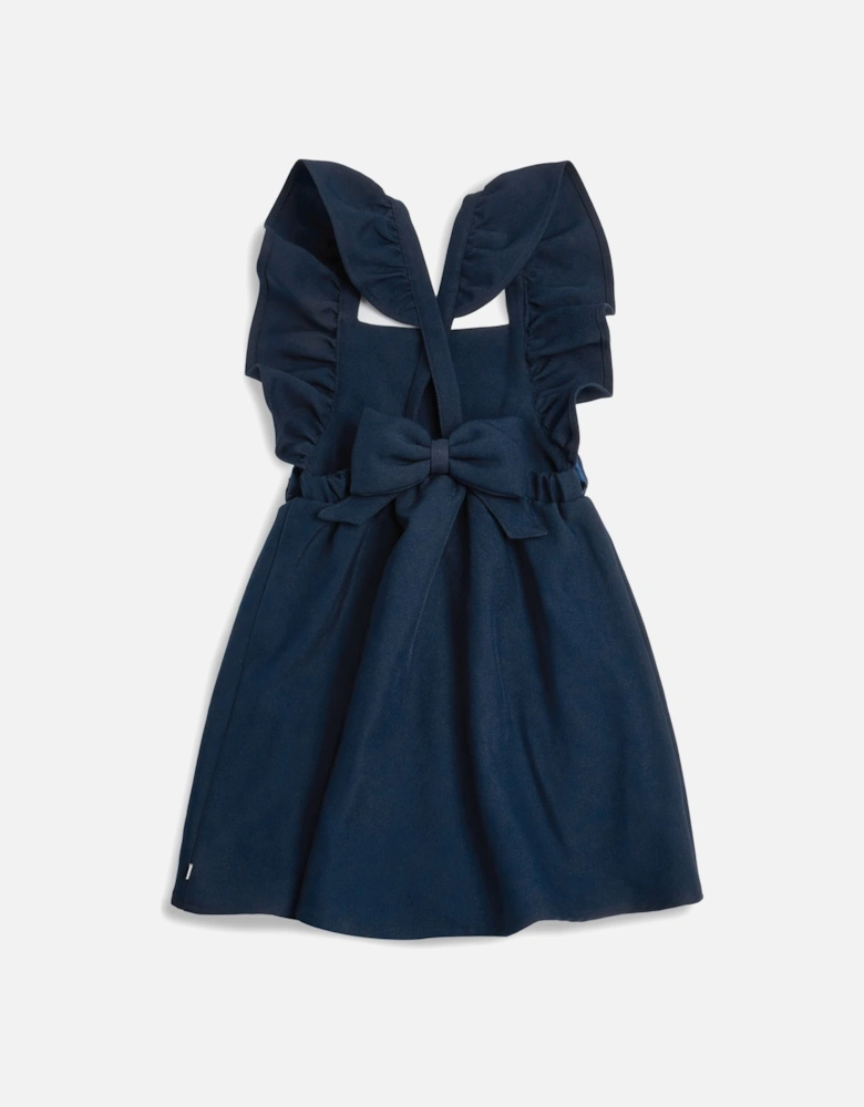 Girls Navy Bow Pinafore Dress
