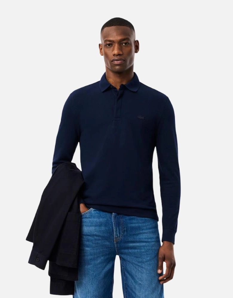 Smart Paris LS Stretch Cotton Polo Shirt - Midnight Blue