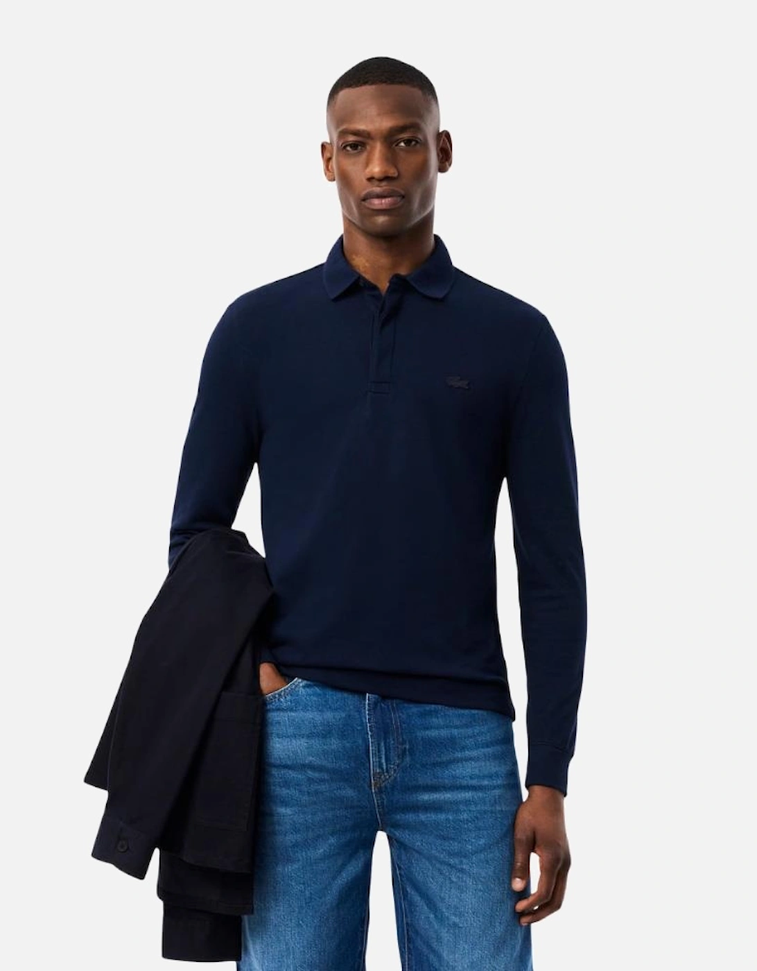 Smart Paris LS Stretch Cotton Polo Shirt - Midnight Blue