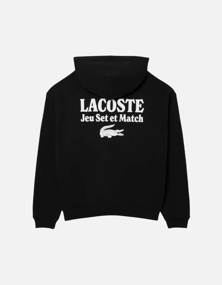 Loose Fit Print Hoodie - Black