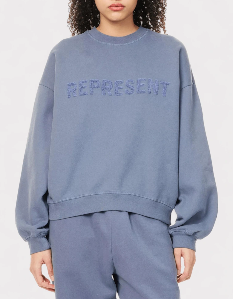 Owners Club Fleece-Branding Cotton-Jersey Sweatshirt Steel Blue