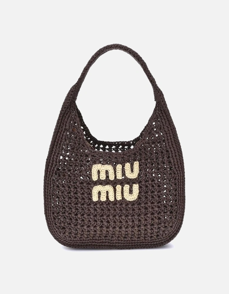 Refined Openwork Crochet Shoulder Bag Women - Brown