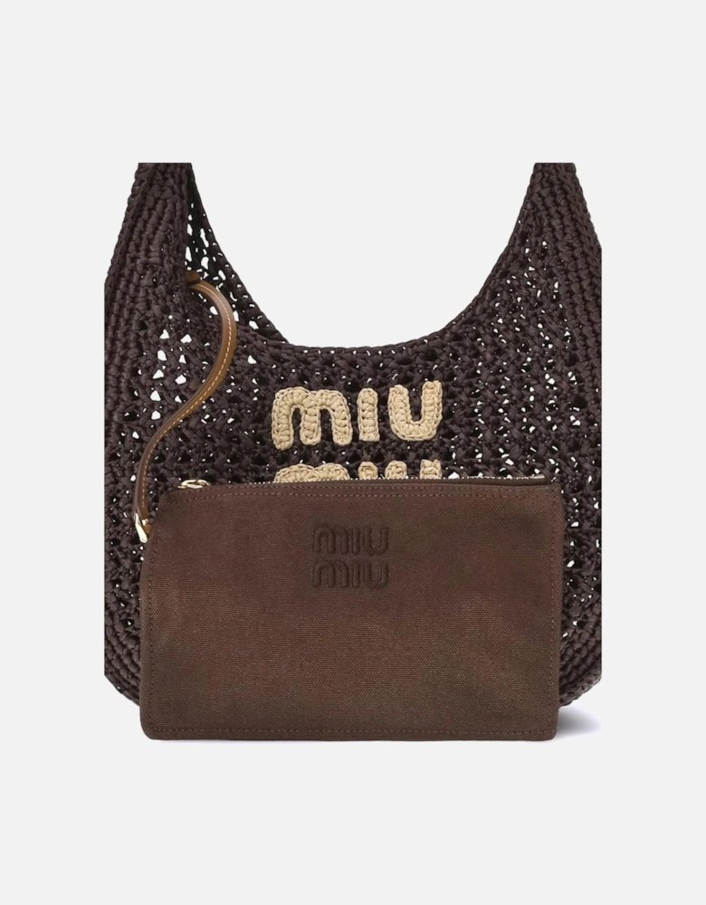 Refined Openwork Crochet Shoulder Bag Women - Brown