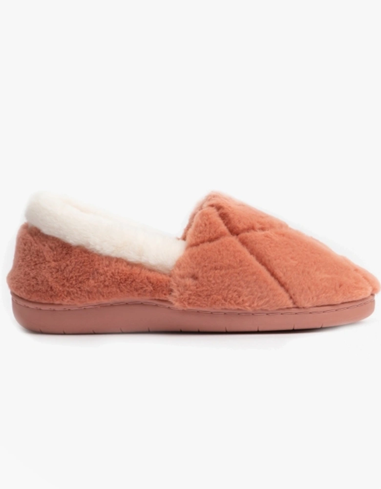 SHARON Womens Fluffy Full Slippers Mauve