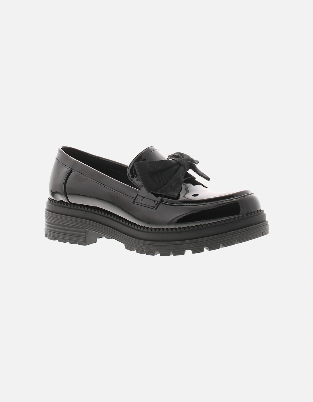 Womens Loafers Shoes Work School Fort Slip On black patent UK Size, 6 of 5