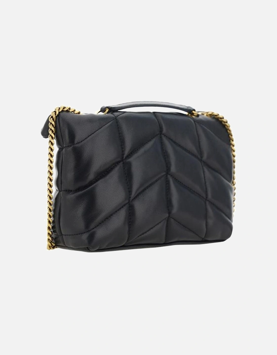 Lambskin Puffer Toy Shoulder Bag with Chevron Quilting Women - Black
