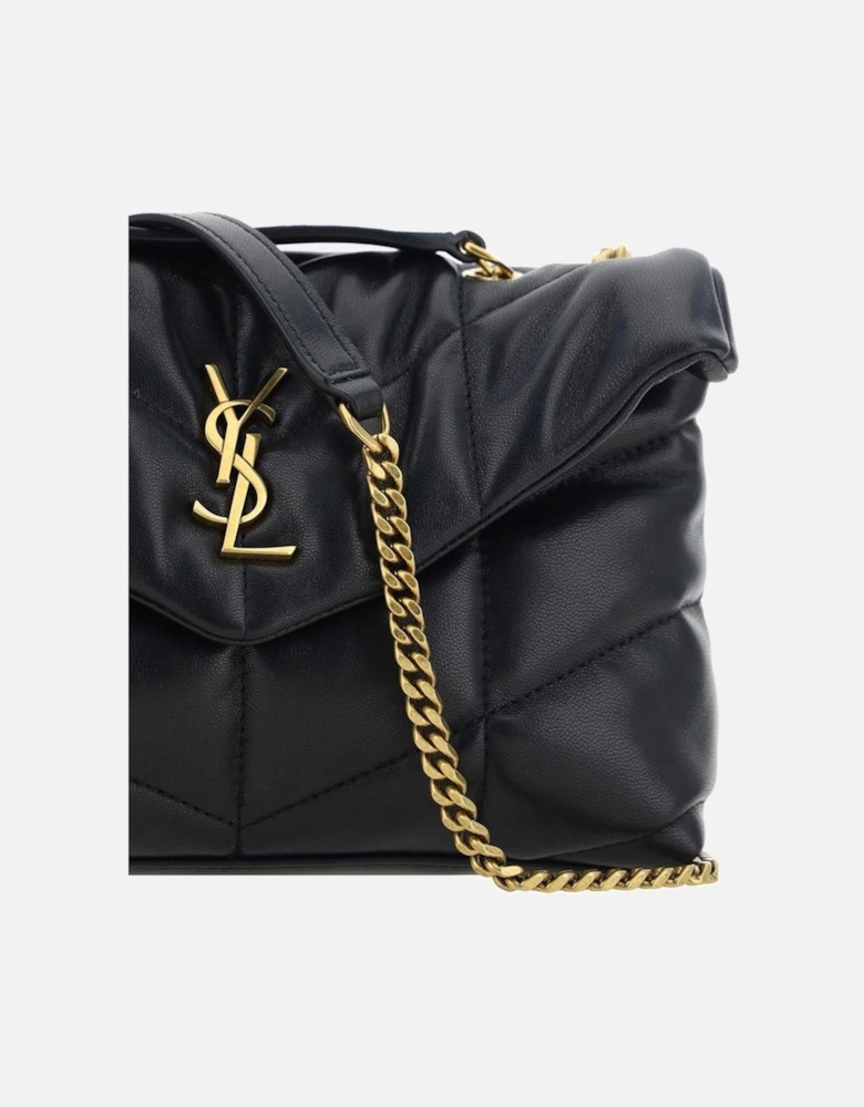 Lambskin Puffer Toy Shoulder Bag with Chevron Quilting Women - Black