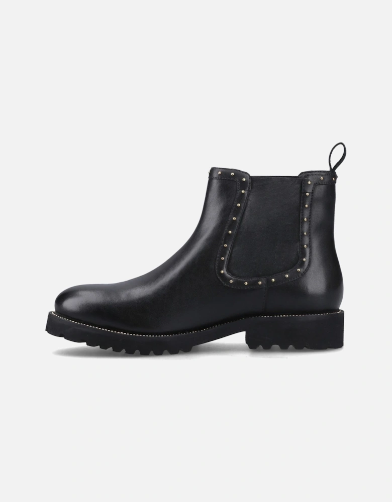 Gwyneth Leather Women's Black Flat Chelsea Boots