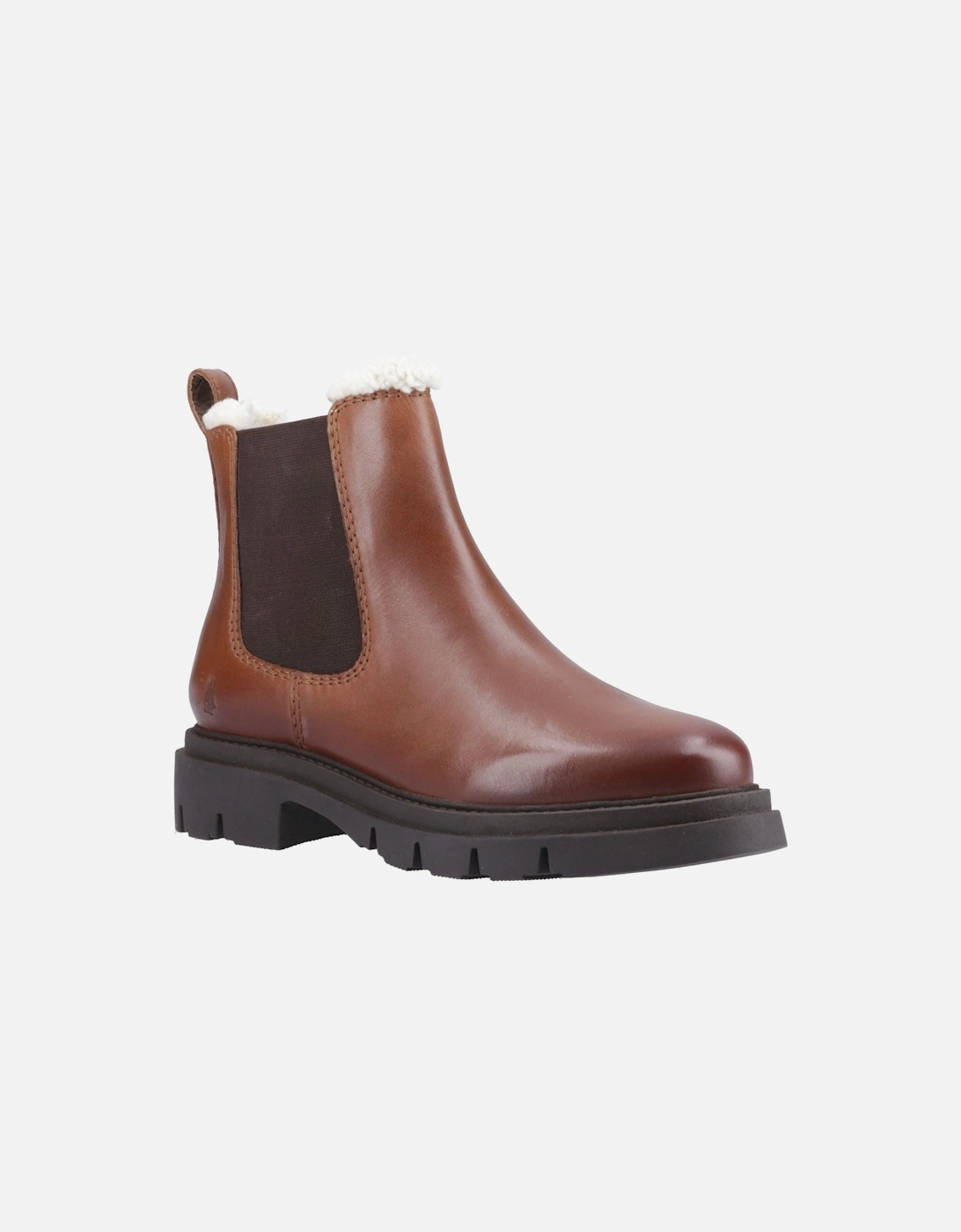 Raya Shearling Boot Leather Women's Brown Flat Chelsea Boots, 6 of 5