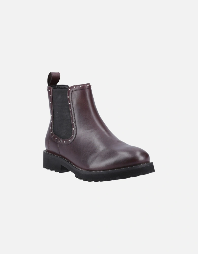 Gwyneth Leather Women's Plum Flat Chelsea Boots