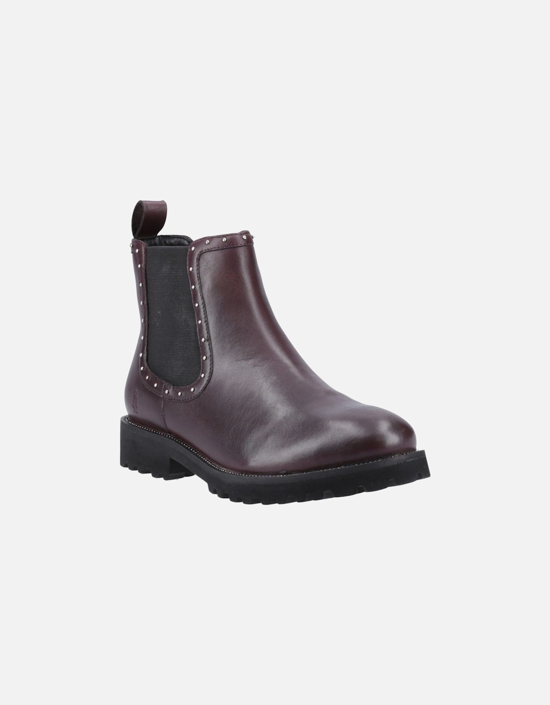 Gwyneth Leather Women's Plum Flat Chelsea Boots, 6 of 5