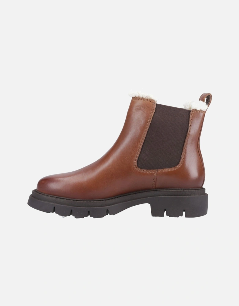 Raya Shearling Boot Leather Women's Brown Flat Chelsea Boots