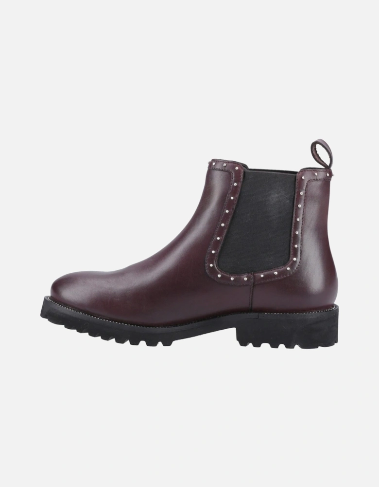 Gwyneth Leather Women's Plum Flat Chelsea Boots