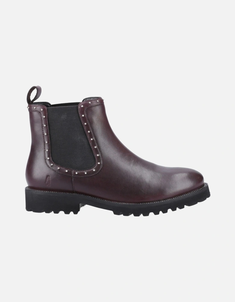 Gwyneth Leather Women's Plum Flat Chelsea Boots