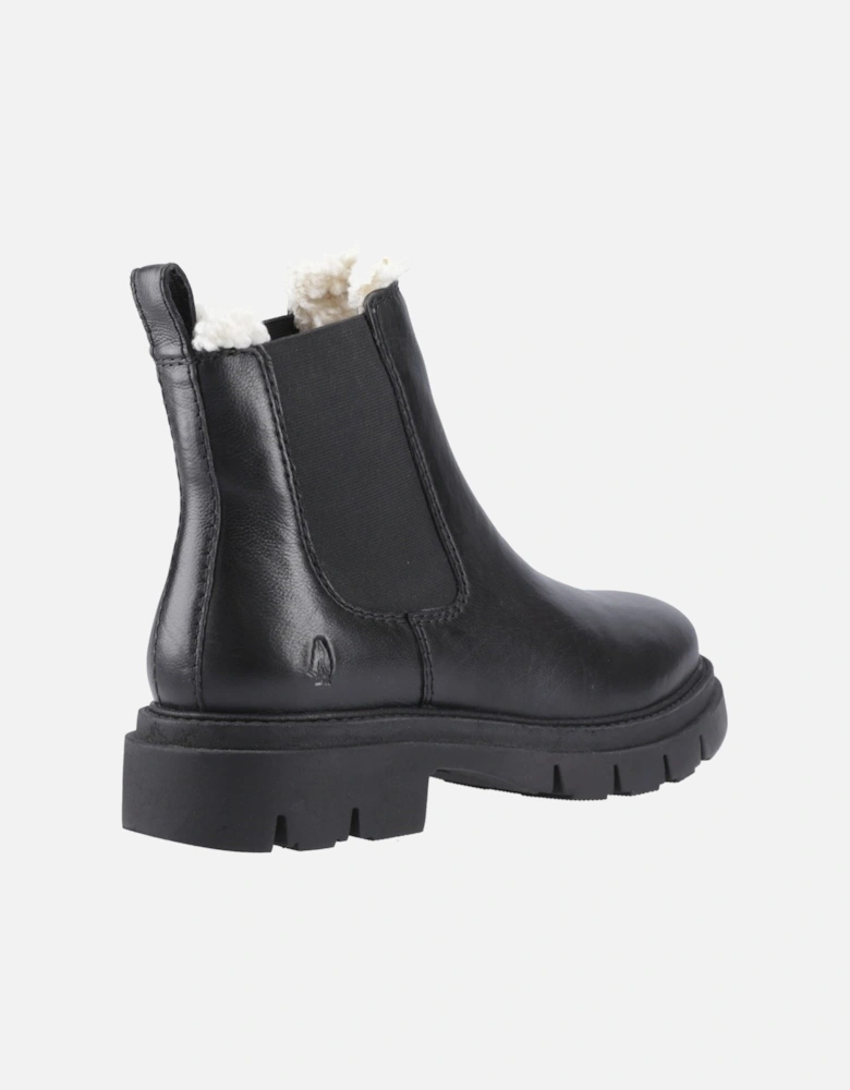 Raya Shearling Boot Leather Women's Black Flat Chelsea Boots