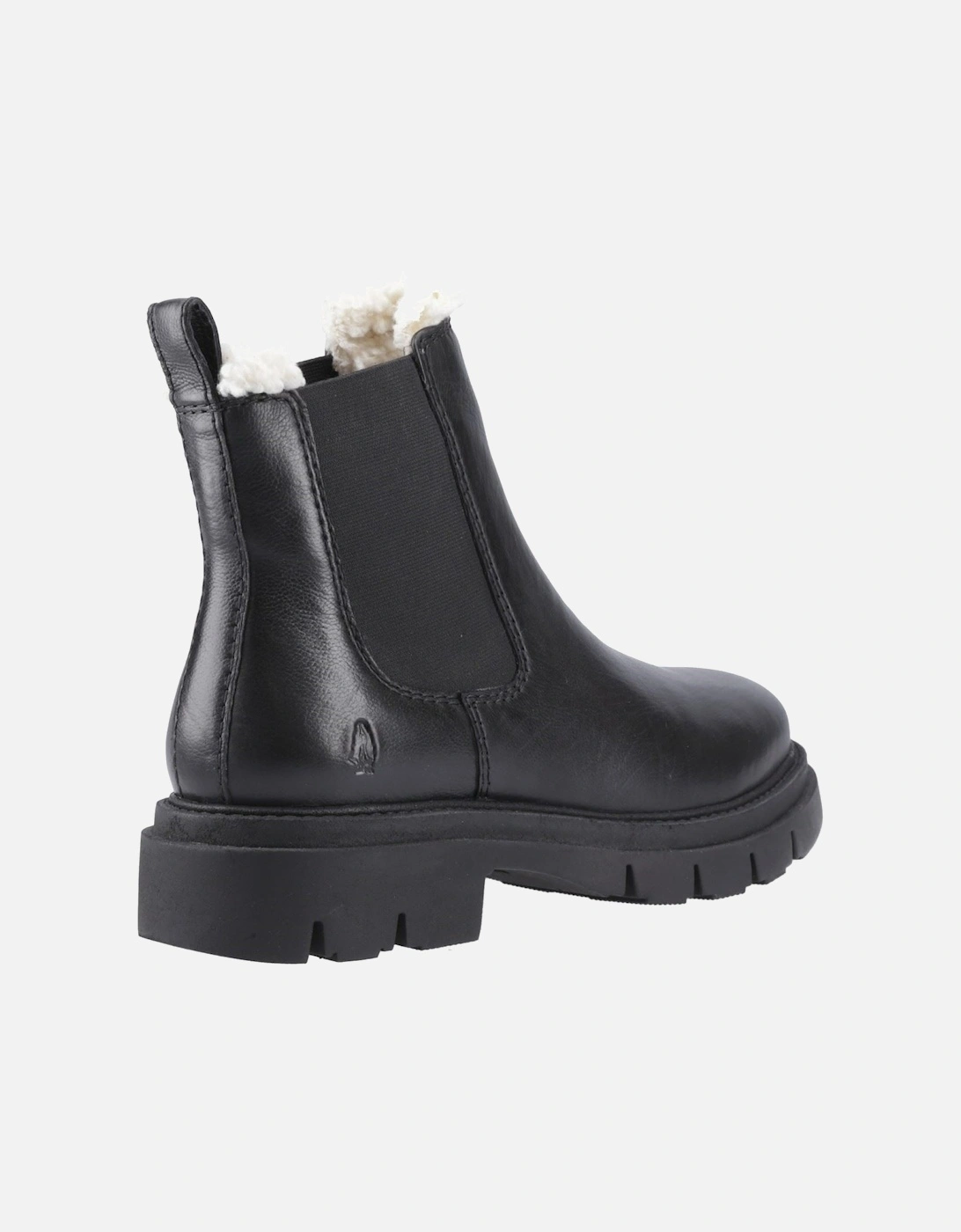 Raya Shearling Boot Leather Women's Black Flat Chelsea Boots