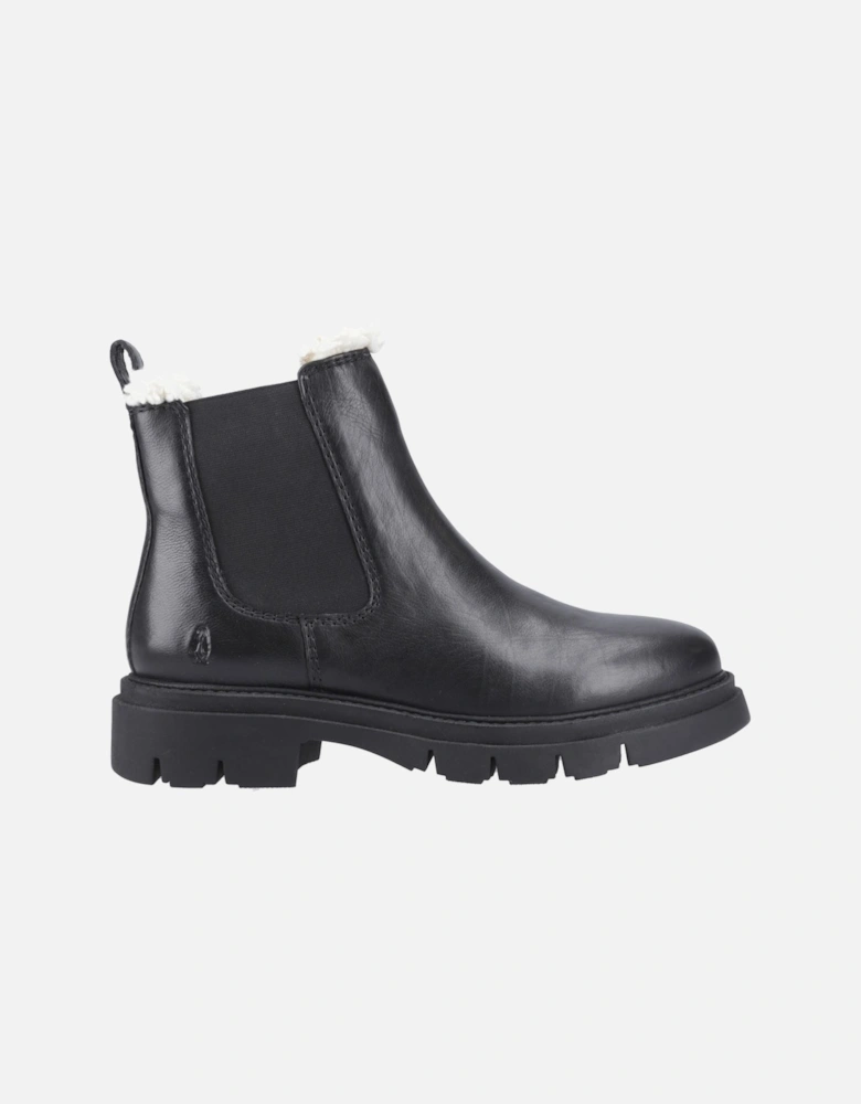 Raya Shearling Boot Leather Women's Black Flat Chelsea Boots