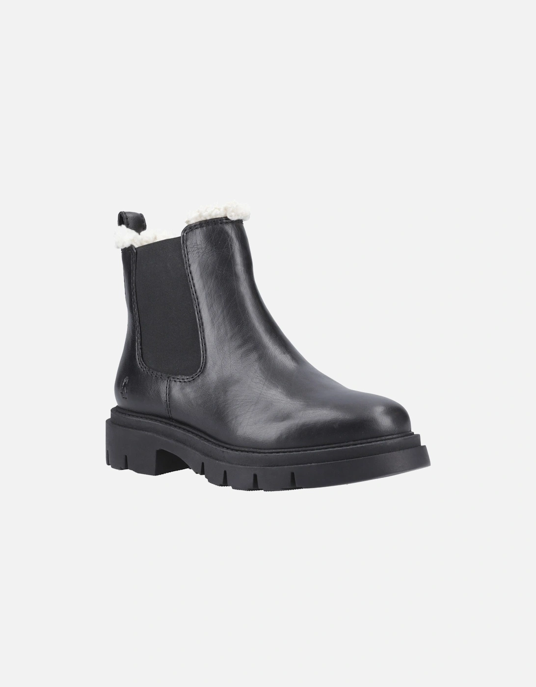 Raya Shearling Boot Leather Women's Black Flat Chelsea Boots, 5 of 4