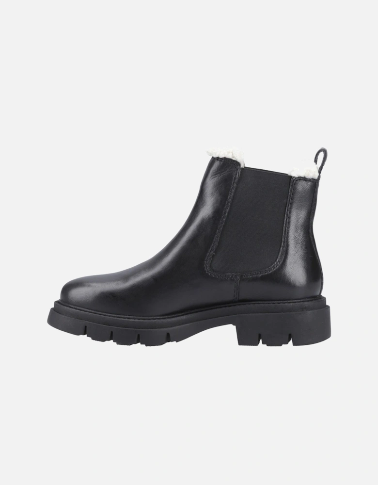 Raya Shearling Boot Leather Women's Black Flat Chelsea Boots