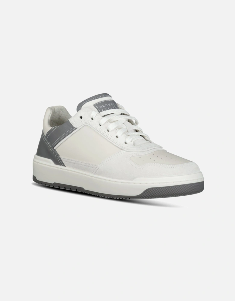 Suede & Leather Trainers White & Grey