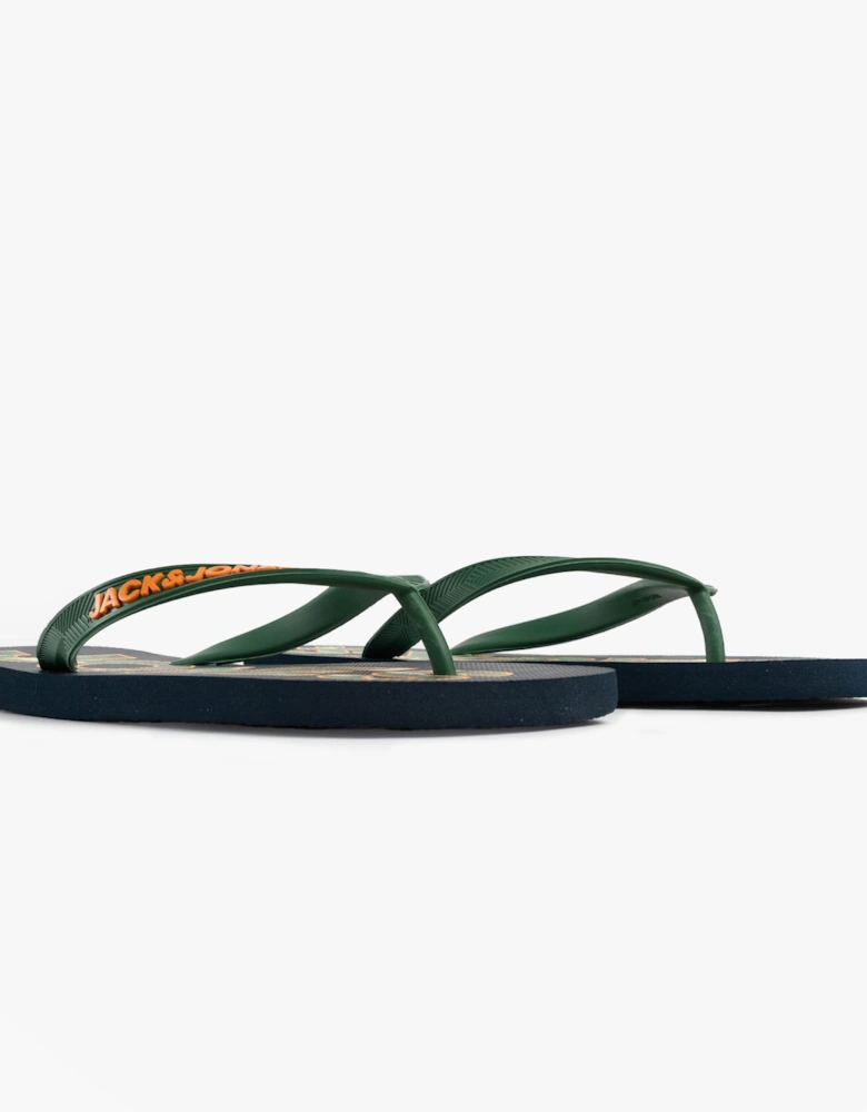 LOGO PALM PRINT Mens Flip-Flops Navy Blazer