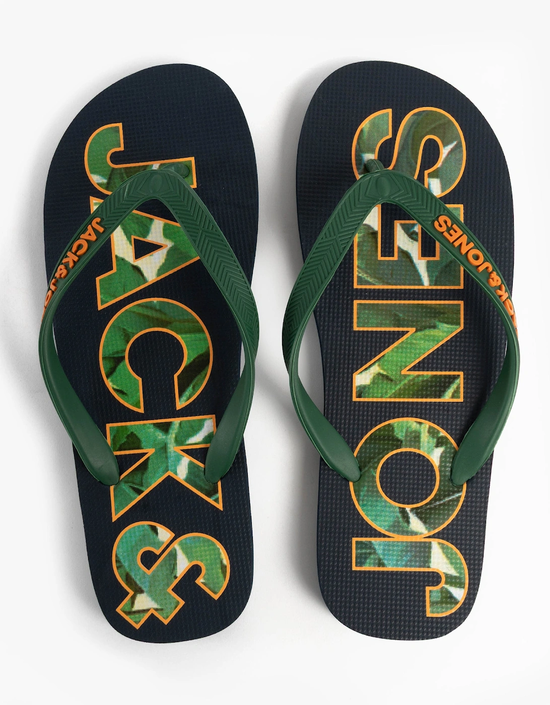 LOGO PALM PRINT Mens Flip-Flops Navy Blazer, 7 of 6