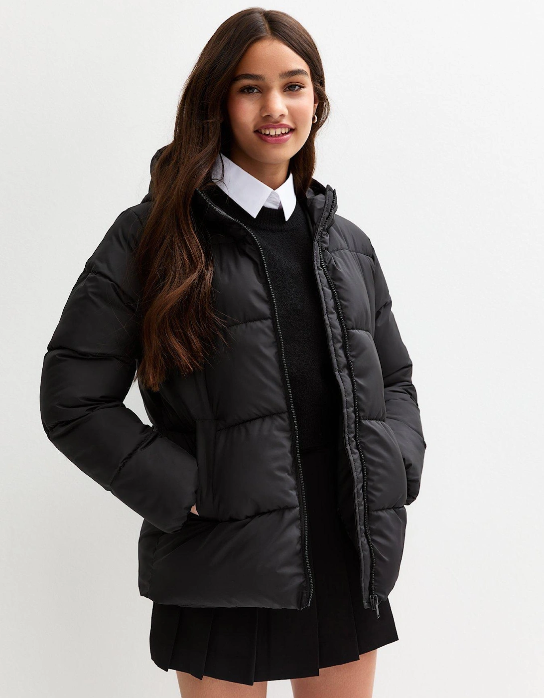 Girls Padded School Jacket - Black, 2 of 1