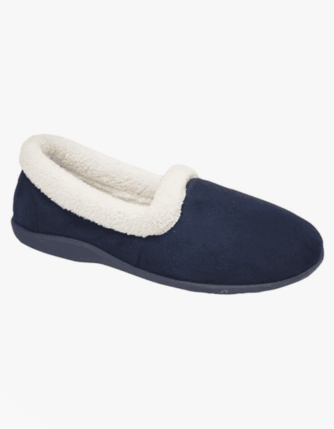 SANDIE II Womens Textile Collared Full Slippers Navy, 3 of 2