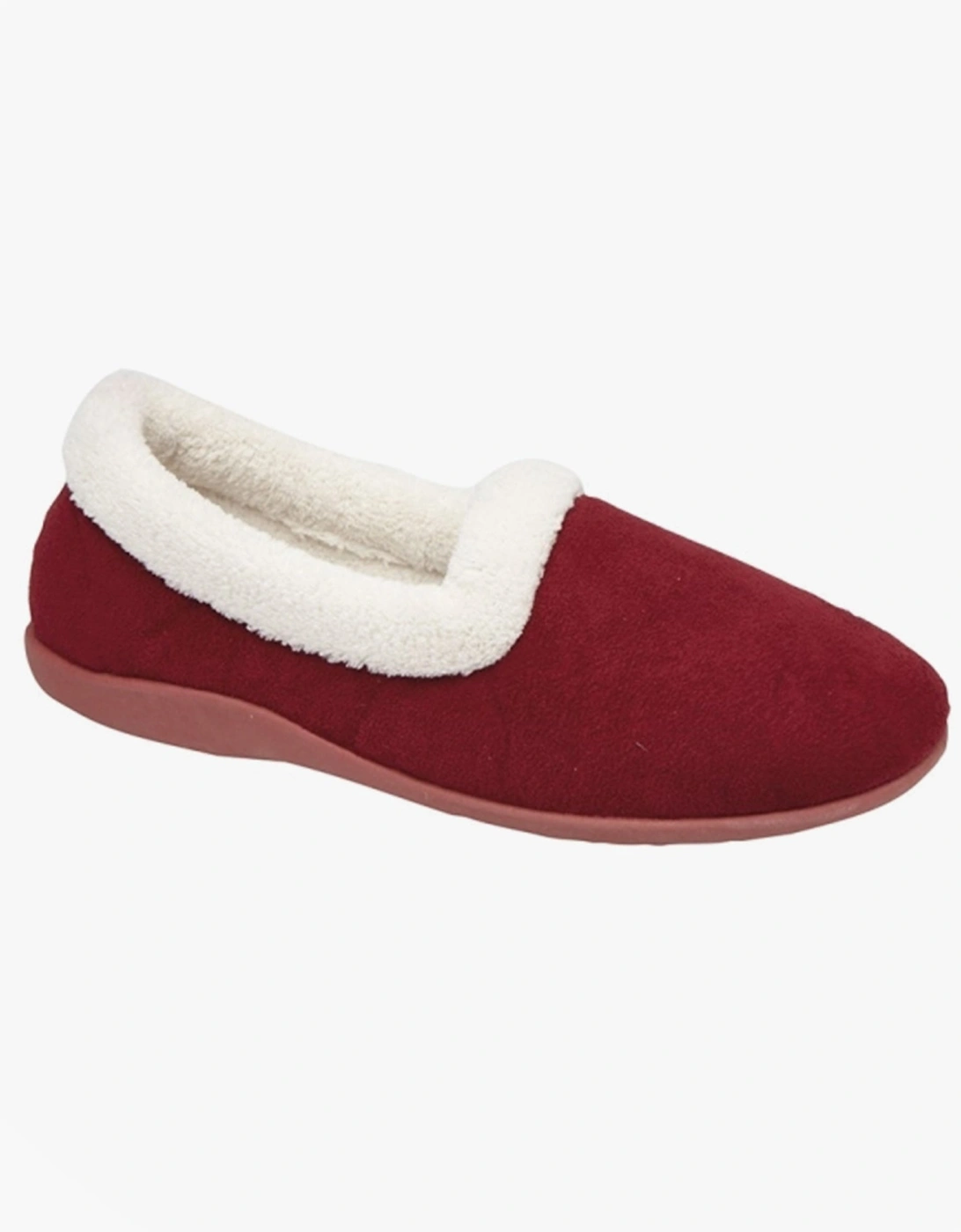 SANDIE Womens Collared Full Slippers Wine, 4 of 3