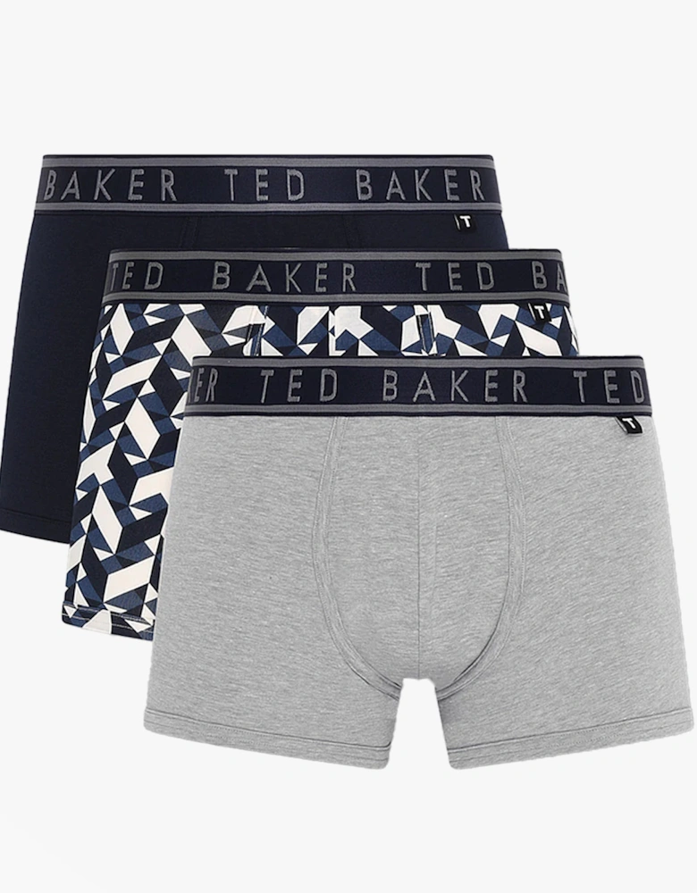 3-Pack Cotton Trunks Mens Navy/Chevron/Heather Grey