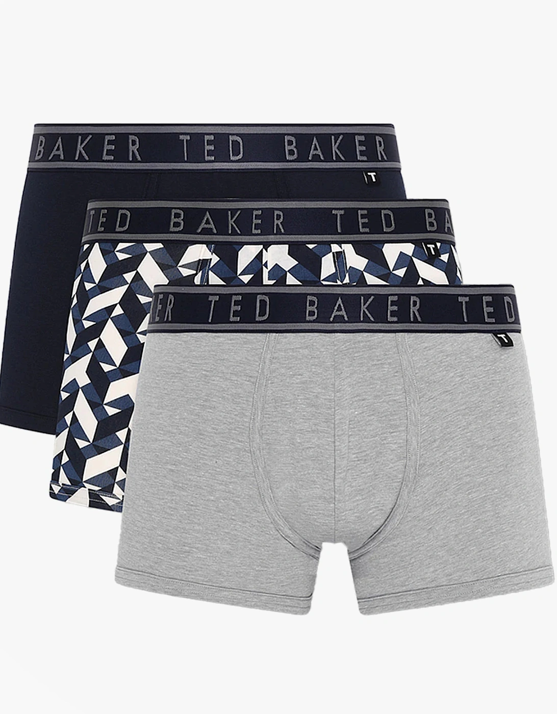 3-Pack Cotton Trunks Mens Navy/Chevron/Heather Grey, 4 of 3