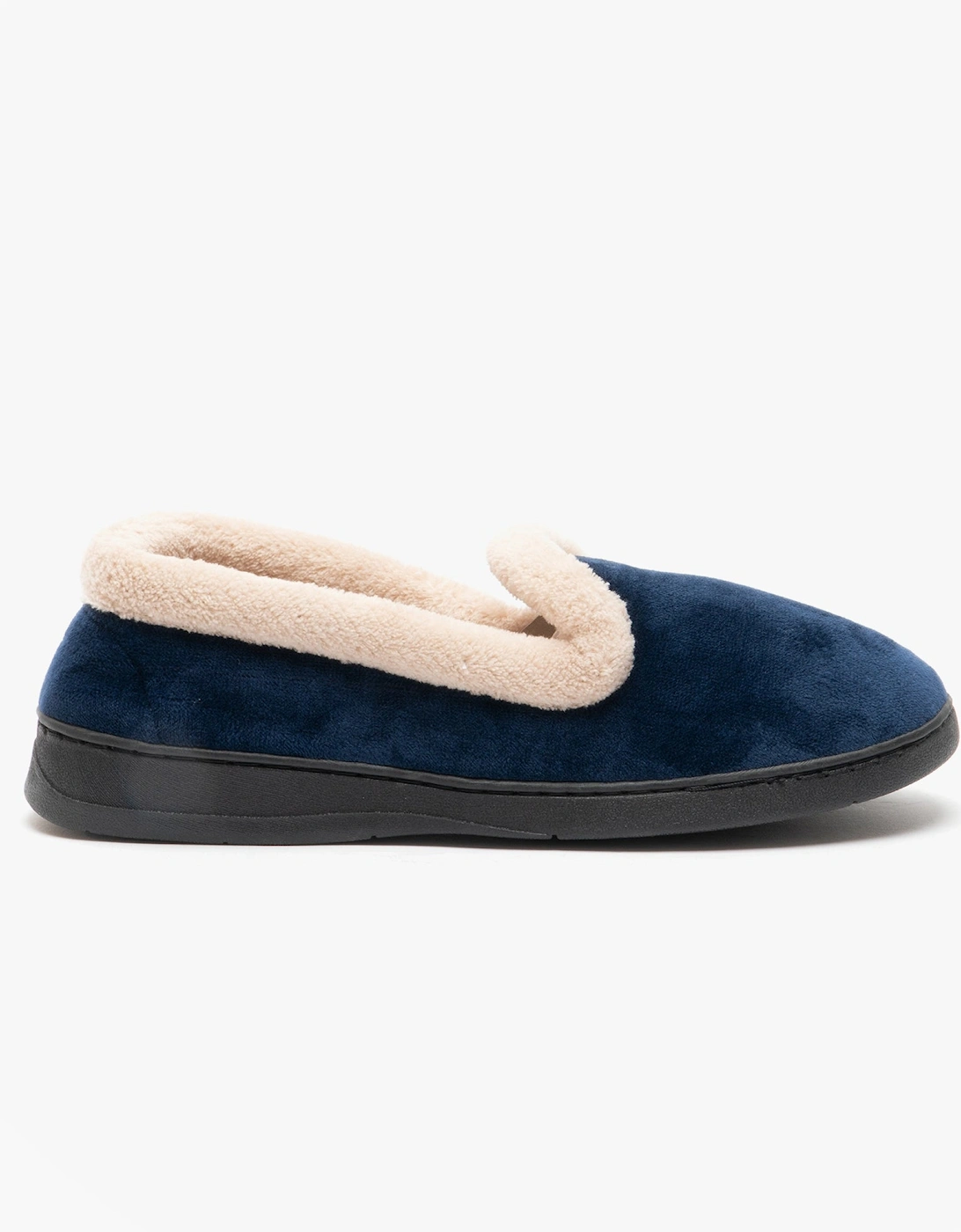 Jo & Joe CASHMERE Womens Velour Full Slippers Navy, 6 of 5