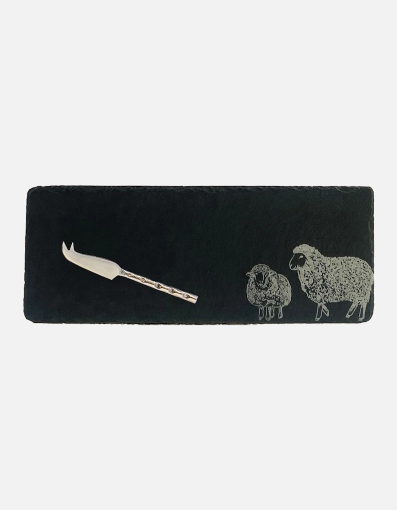 Single Mini Slate Cheese Board & Knife Set Sheep
