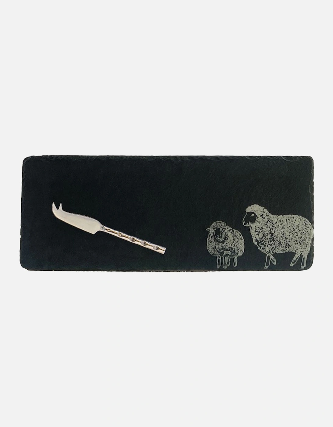 Single Mini Slate Cheese Board & Knife Set Sheep, 2 of 1