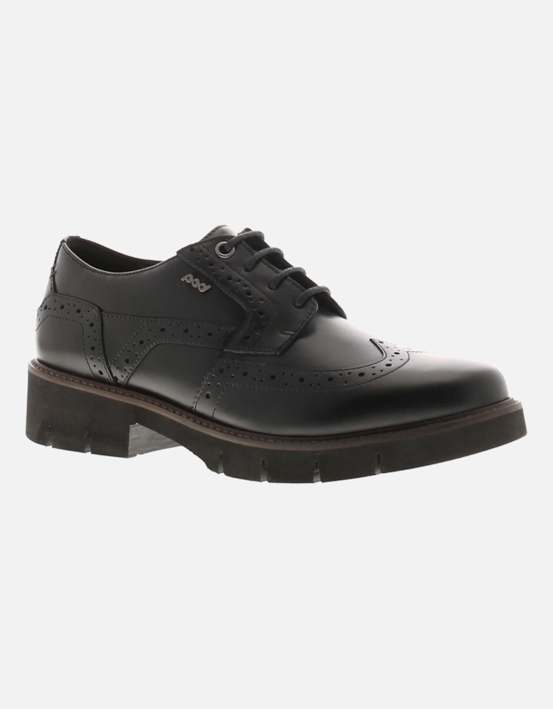Womens Shoes Work School Anita Leather Lace Up black UK Size