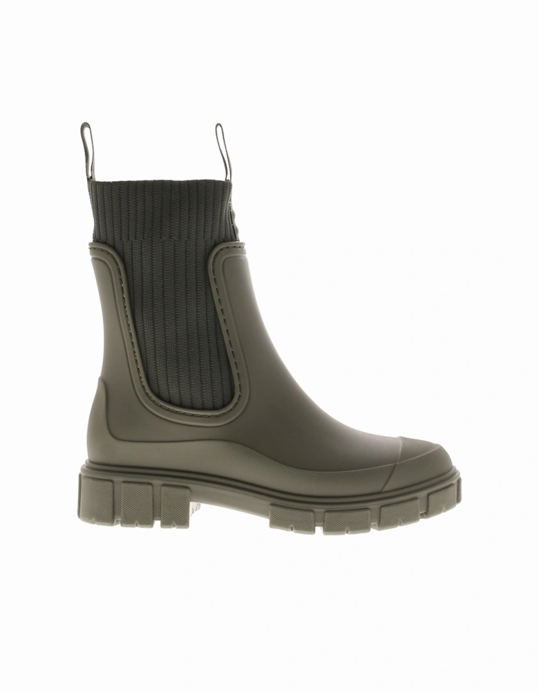 Womens Wellies Paddle Pull On khaki UK Size