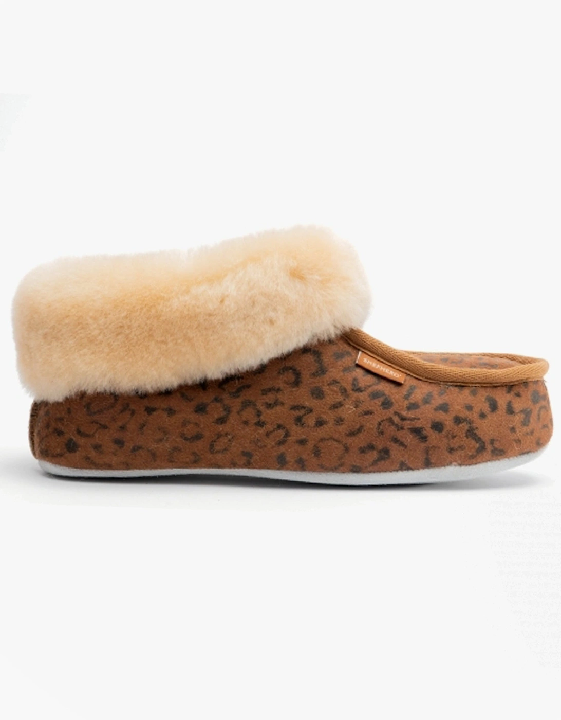 MOA Womens Sheepskin Slipper Boots Chestnut/Leopard, 5 of 4