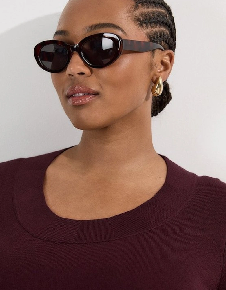 Plus Size Long Sleeve Scoop Neck Knitted Top