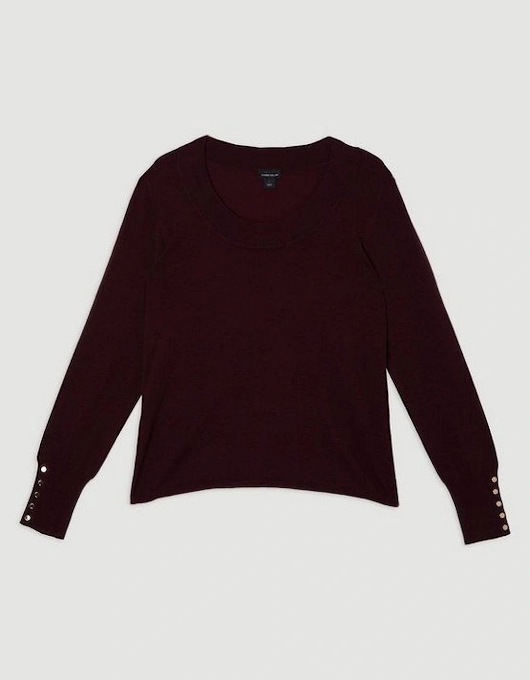 Plus Size Long Sleeve Scoop Neck Knitted Top